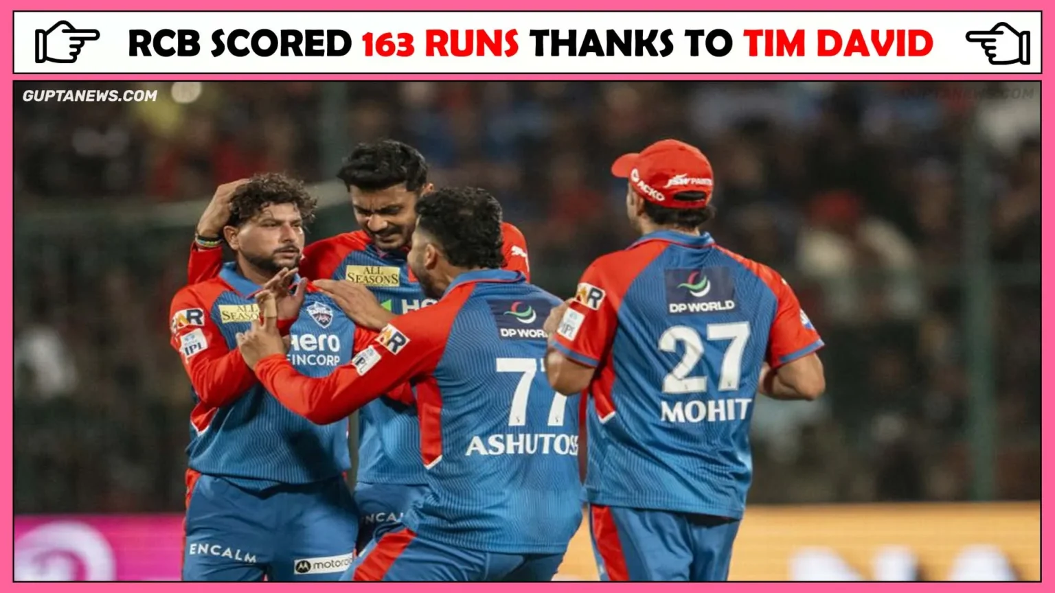 बल्लेबाजी ढहने के बाद टिम डेविड की बदौलत RCB ने बनाए 163 रन